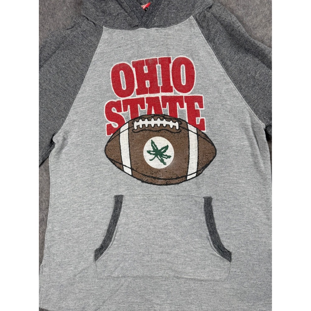 Homage Ohio State Football Hoodie Women S Gray Raglan Sweatshirt Buckeyes Sporty - Picture 3 of 7